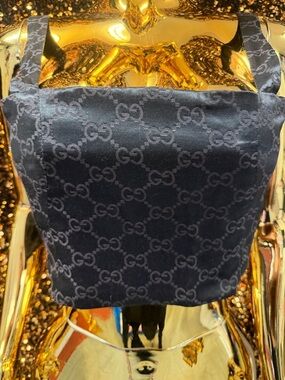 Gucci Black GG Satin Monogram Crop Top